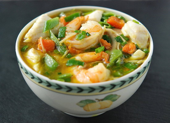 coconut curry soup with shrimp & vegetables