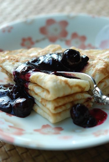 Crepes with Blueberry Sauce