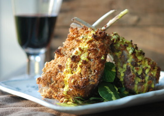 tarragon-crusted lamb with goat cheese fondue andrew zimmern