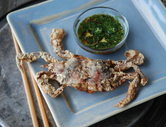 crispy soft-shell crab bangalore-style dipping sauce andrew zimmern