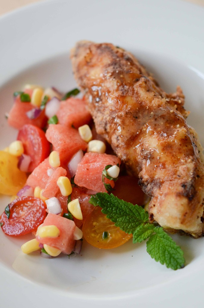 Fried Chicken with Watermelon Tomato Salad | Fresh Tart