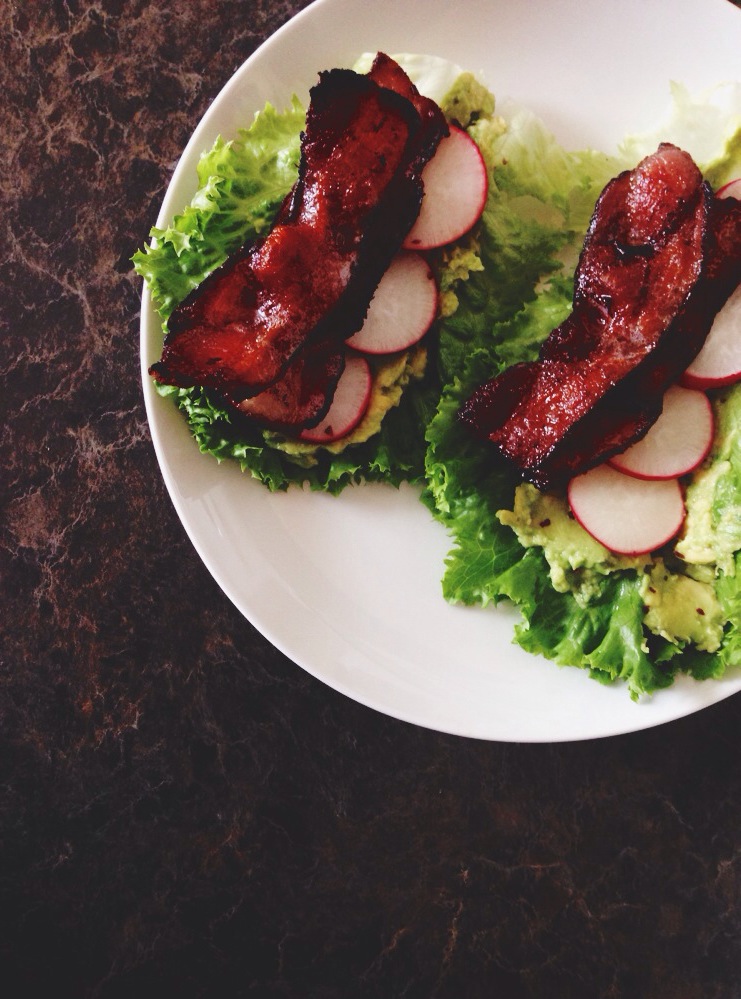 AIP Bacon, Radish, Avocado Lettuce Wraps